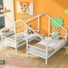 Double Twin Size Triangular House Beds with Built-in Table,White(Old SKU:WF286895AAK)
