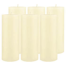 Stonebriar Unscented 3" x 8" 1-Wick Ivory Pillar Candles, 6 Pack