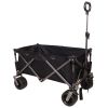 Folding Wagon, Heavy Duty Utility Beach Wagon Cart for Sand with Big Wheels, Adjustable Handle&Drink Holders for Shopping, Camping,Garden and Outdoor