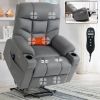 Okin Motor Up to 350 LBS Power Lift Recliner Chair, Heavy Duty Motion Mechanism with 8-Point Vibration Massage and Lumbar Heating, Cup Holders, USB an