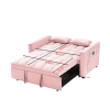 Modern Velvet Loveseat Futon Sofa Couch w/Pullout Bed,Small Love Seat Lounge Sofa w/Reclining Backrest,Toss Pillows, Pockets,Furniture for Living Room