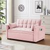 Modern Velvet Loveseat Futon Sofa Couch w/Pullout Bed,Small Love Seat Lounge Sofa w/Reclining Backrest,Toss Pillows, Pockets,Furniture for Living Room