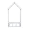 Twin House-shaped Roof Headboard Floor Bed,,(without slats),White