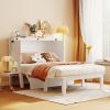 Full Size Murphy Bed with USB Port and removable Shelves on Each Side,White