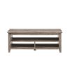 Coastal Grooved Panel Coffee Table with Lower Shelf ‚Äì Grey Wash