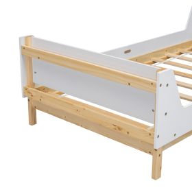 Twin Bed with Headboard, Footboard, Safeguards, Built-in Bed-end Book Storage Rack ,White