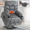 Okin Motor Up to 350 LBS Power Lift Recliner Chair, Heavy Duty Motion Mechanism with 8-Point Vibration Massage and Lumbar Heating, Cup Holders, USB an