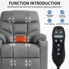 Okin Motor Up to 350 LBS Power Lift Recliner Chair, Heavy Duty Motion Mechanism with 8-Point Vibration Massage and Lumbar Heating, Cup Holders, USB an