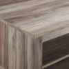 Coastal Grooved Panel Coffee Table with Lower Shelf ‚Äì Grey Wash