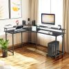 Black pockmarked particle board with triamine coating L-shaped with upper shelf 170*120*75cm computer desk with RGB light + 2 USB interfaces + 2 three