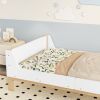 Twin Bed with Headboard, Footboard, Safeguards, Built-in Bed-end Book Storage Rack ,White