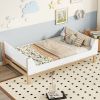 Twin Bed with Headboard, Footboard, Safeguards, Built-in Bed-end Book Storage Rack ,White