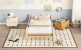 Twin Bed with Headboard, Footboard, Safeguards, Built-in Bed-end Book Storage Rack ,White