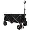 Folding Wagon, Heavy Duty Utility Beach Wagon Cart for Sand with Big Wheels, Adjustable Handle&Drink Holders for Shopping, Camping,Garden and Outdoor