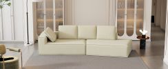 125" Stylish Chaise Lounge Modern Indoor Lounge Sofa Sleeper Sofa with Clean Lines for Living Room, Beige
