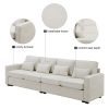 [VIDEO provided] [New] 104" 4-Seater Modern Linen Fabric Sofa with Armrest Pockets and 4 Pillows,Minimalist Style Couch for Living Room, Apartment, Of