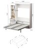 Morden Deisgn Full Size Vertical Murphy Bed with Shelf and Drawers for Bedroom or Guestroom White Wall Bed Space Saving Hidden Bed with New Style Gas