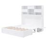 Queen Size Murphy Bed with Bookcase, Bedside Shelves and a Big Drawer, White