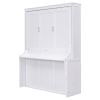 Queen Size Murphy Bed with a Shelf, White