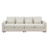 [VIDEO provided] [New] 104" 4-Seater Modern Linen Fabric Sofa with Armrest Pockets and 4 Pillows,Minimalist Style Couch for Living Room, Apartment, Of