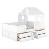 Full Size House Low Loft Bed with Four Drawers,White