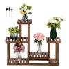4-Story 7-Seat Indoor And Outdoor Multi-Function Carbonized Wood Plant Stand