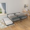 Twin Over Twin Metal Bunk Bed Frame with Trundle(Upgrade reinforcement version)