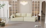 125" Stylish Chaise Lounge Modern Indoor Lounge Sofa Sleeper Sofa with Clean Lines for Living Room, Beige