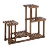 4-Story 7-Seat Indoor And Outdoor Multi-Function Carbonized Wood Plant Stand