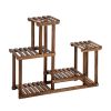 4-Story 7-Seat Indoor And Outdoor Multi-Function Carbonized Wood Plant Stand