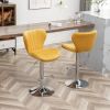 Ellston Upholstered Adjustable Swivel Barstools in Yellow, Set of 2