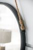 29.5" in On-trend Hanging Round Mirror with Black Framed and with Rope Strap Contemporary Industrial Decor for Bathroom, Bedroom, or Living Space