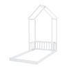 Twin House-shaped Roof Headboard Floor Bed,,(without slats),White