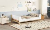 Twin Bed with Headboard, Footboard, Safeguards, Built-in Bed-end Book Storage Rack ,White
