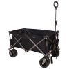 Folding Wagon, Heavy Duty Utility Beach Wagon Cart for Sand with Big Wheels, Adjustable Handle&Drink Holders for Shopping, Camping,Garden and Outdoor