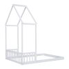 Full Roof-framed Headboard Floor Bed with Headboard Guardrails, without Slats White