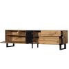 Modern TV Stand for 80'' TV with Double Storage Space, Media Console Table, Entertainment Center with Drop Down Door for Living Room, Bedroom, Home Th
