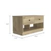 DEPOT E-SHOP Uranus Storage Bench, Two Drawers, Two Open Shelves, Light Oak