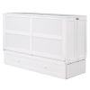 Queen Size Mobile Murphy Bed with Drawer and Little Shelves on Each Side,White