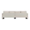 [VIDEO provided] [New] 104" 4-Seater Modern Linen Fabric Sofa with Armrest Pockets and 4 Pillows,Minimalist Style Couch for Living Room, Apartment, Of