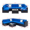 Fully Equipped Weaving Rattan Sofa Set with 2pcs Middle Sofas & 4pcs Single Sofas & 1 pc Coffee Table Black Embossed - Woven Rattan