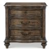 Traditional Nightstand of 3 Drawers Brown Oak Finish 1pc Bedside Table Wooden Formal Bedroom Furniture Decorative Drawer Pulls