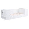 Twin Size Daybed with Storage Arms, Trundle and Charging Station, White