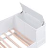 Twin Size Daybed with Storage Arms, Trundle and Charging Station, White