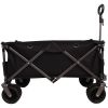 Folding Wagon, Heavy Duty Utility Beach Wagon Cart for Sand with Big Wheels, Adjustable Handle&Drink Holders for Shopping, Camping,Garden and Outdoor