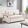 1 versatile foldable sofa bed in 3 lengths, modern sofa sofa sofa velvet pull-out bed, adjustable back and with USB port and ashtray and swivel phone