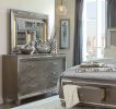 Silver Gray Metallic Finish Glam Style Dresser of 6 Drawers Wooden 1pc Modern Bedroom Furniture Acrylic Hardware Beveled Mirror Trim