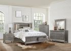 Silver Gray Metallic Finish Glam Style Dresser of 6 Drawers Wooden 1pc Modern Bedroom Furniture Acrylic Hardware Beveled Mirror Trim