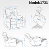 Okin Motor Up to 350 LBS Power Lift Recliner Chair, Heavy Duty Motion Mechanism with 8-Point Vibration Massage and Lumbar Heating, Cup Holders, USB an