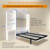 Morden Deisgn Full Size Vertical Murphy Bed with Shelf and Drawers for Bedroom or Guestroom White Wall Bed Space Saving Hidden Bed with New Style Gas